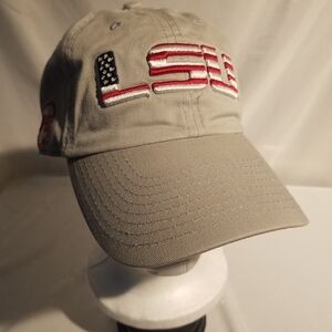 Men LSU Gray Cap Hat Red White Blue Logo Adjustable